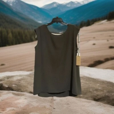 Halogen NWT Grey Beluga Sleeveless Scoop Neck Sz L Blouse - Image 1 of 4