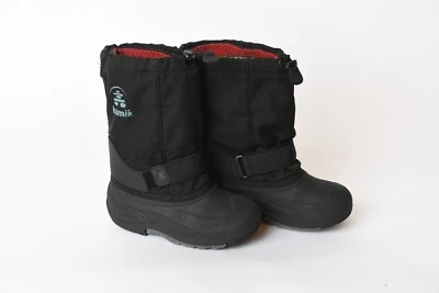 Kamik 男孩隔热防水冬季雪地靴 4 码黑色 — 第 1/4 张图片