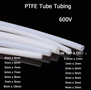 ID 0,5mm - 8mm milchig weiß PTFE Schlauch Rohr Schlauch Führungsrohr 600V 260°C - Picture 1 of 8