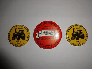 Vintage Lot of 3 Pinback Pins Buttons Threshing 1973 Hector MN 1983 Heatwole MN  - Picture 1 of 3