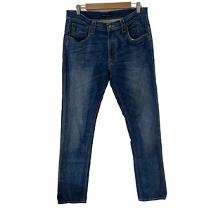 Nudie Jeans Co Men's Tape Ted Organic Cotton Blue Denim Jeans Size 34 Zip Fly - Picture 1 of 6