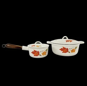 Vintage Descoware Gusseisen Emaille FE Dutch Oven & 80-A Kochtopf mit Deckel LESEN⬇ - Bild 1 von 24
