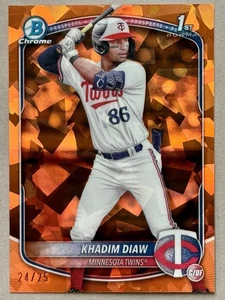 Bowman Sapphire 2025 - refractor naranja Chrome Prospects/25 Khadim Diaw #BCP-77 - Imagen 1 de 2