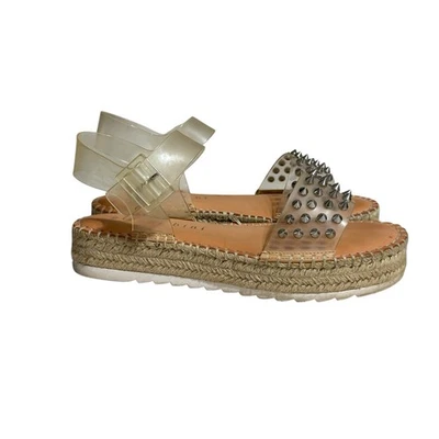 Sandalias de plataforma Gianni Bini alpargata transparente con tachuelas para mujer talla 9M” Foto 1 de 4