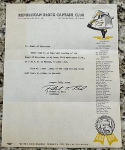 1950s Ike Eisenhower era - Block Captain Design Campaign Letterhead - Indiana - Picture 1 of 1