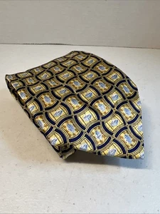 PFIZER Men's 100% Silk Necktie Viagra Tablets Little Blue Pill Gold Navy - Picture 1 of 5