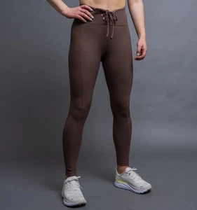 Year Of Ours Legging Sz M Football Ribbed Lace-Up Corset Brown High Rise Scrunch - Picture 1 of 10