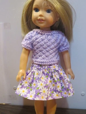 Falda Top Tejida para Muñeca 14.5 pulgadas como Muñeca Wellie Wisher Hecha a Mano 2R Foto 1 de 2