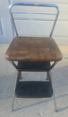 Silla taburete de metal vintage Cosco cocina retro MCM marrón Foto 1 de 4