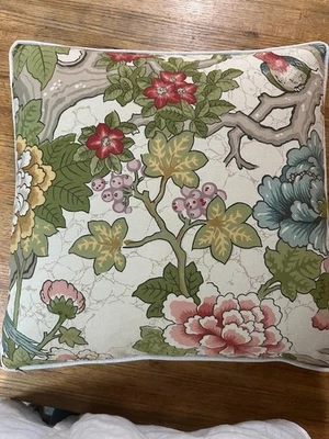 POTTERY BARN Pillow Cover & Feather Insert INGRID PALAMPORE  20 X 20 Linen/Cttn - Image 1 of 4