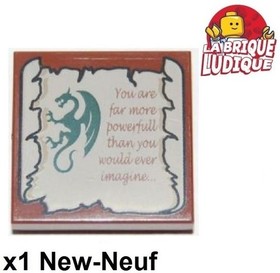 Lego 1x Tile decorated 2x2 Dragon Parchment Scroll "you are for more" 3068pb0313