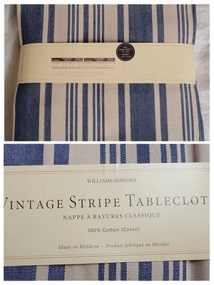 Williams Sonoma Vintage Stripe Tablecloth 70 By 108 NWOT - Image 1 of 4