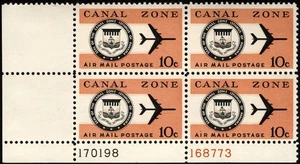 Canal Zone Stamp Scott # C48 Plate Block Mint NH 10 Cents Seal & Airplane Issue - Picture 1 of 1
