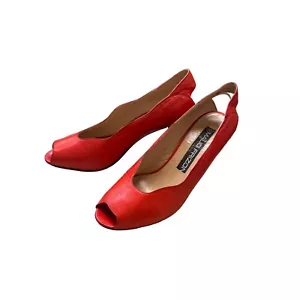 Maud Frizon Paris women’s red leather heels shoes from Italy size 6.5 SKU 3810 - Picture 1 of 10