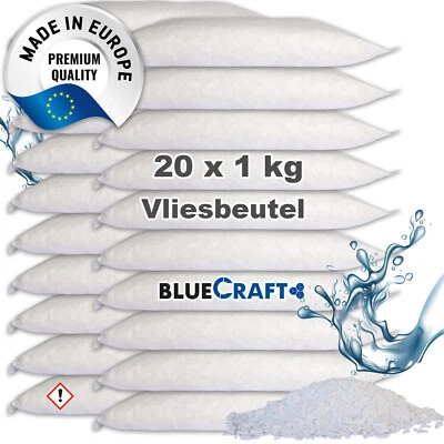 BLUECRAFT 20x 1kg Raum Luft-Entfeuchter Granulat im Vliesbeutel Nachfüllpack (2,38€/1 kg)
