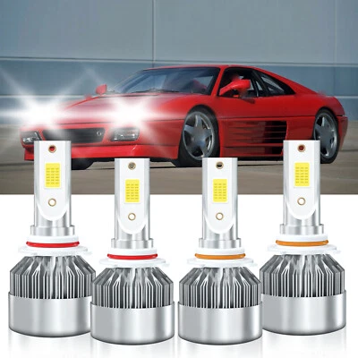 Para Ferrari 348 TB 1990-1992 4x 9005 9006 Bombillas LED Luz Alta Baja Blanco Foto 1 de 4