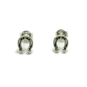 Sterling Silver Earrings Horseshoe On Post Solid Hallmarked 925 E000658 Empress - Picture 1 of 2