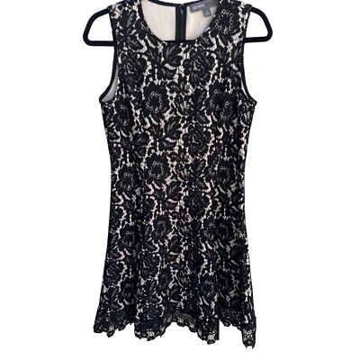 Donna Ricco New York Womens Black Lace Crochet Sleeveless Floral Party Dress 6 - Image 1 of 4