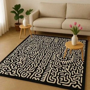 Alfombras suaves de lana pura de diseño moderno acolchadas a mano para sala de estar cocina corte pasillo. - Imagen 1 de 4