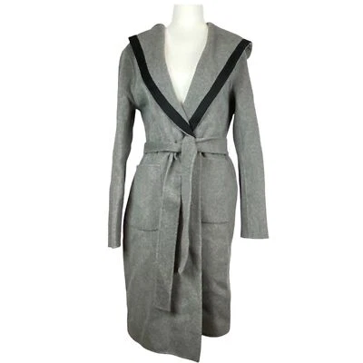 Abrigo Magaschoni Mujer Gris Medio Bolsillos con Capucha 100% Lana Foto 1 de 4