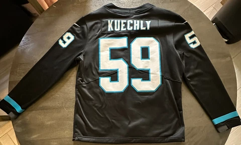 Luke Kuechly  #59 Carolina Panthers NIKE Therma Longsleeve Jersey Men's Large Cover