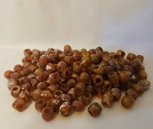150 Marbella Brown Marble Plastic Acrylic Macrame Craft Beads 12mm 1/2" Barrel - Picture 1 of 1