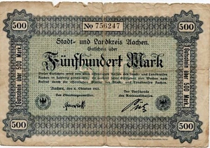 Marca Notgeld Aachen (Alemania) Mul 4-0005 2a 500, envío combinado - Imagen 1 de 2
