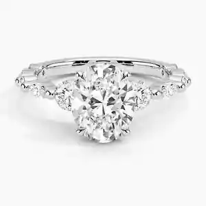 2.50 Carat IGI CERTIFIED Oval Three Stone Lab Grown Round Diamond Ring - Picture 1 of 5