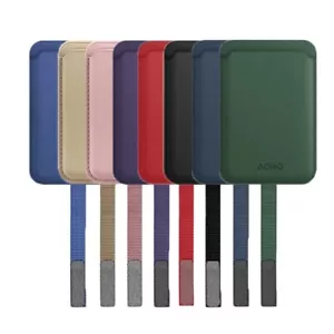 AOKO PU Leather Magnetic Card Holder with Secure Strip - Slim & Secure - Picture 1 of 10