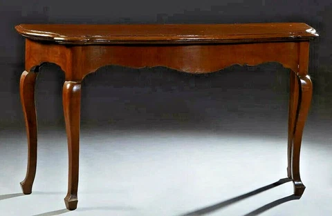 LARGE ANTIQUE CARVED BIRCH CONSOLE ENTRYWAY TABLE QUEEN ANNE CABRIOLE LEGS Cover