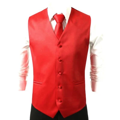 Brand Q SOLID Formal Waistcoat Dress Vest and Neck Tie 2PCS Wedding Prom Casual - Image 1 of 3
