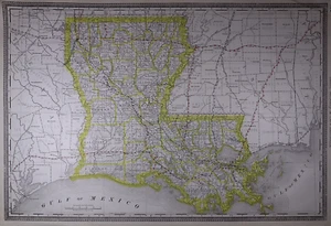 1889 Railroad Map ~ LOUISIANA ~ Authentic McNally Atlas Map (14x20) #018 - Picture 1 of 4
