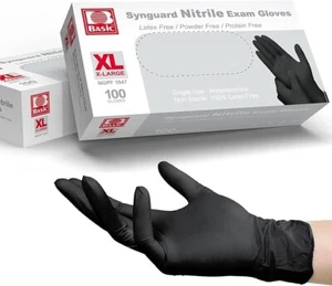 Synguard Black Industrial Nitrile Gloves 6 Mil Textured Finger Tips XLarge100/Bx - Picture 1 of 1
