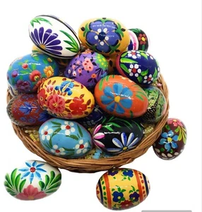 Handpainted Wooden Easter Eggs, Ecofriendly and Lightweight, Kids Friendly, p... - Picture 1 of 6