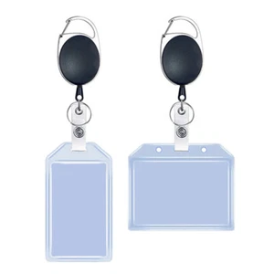 1/2set ID Badge Holder With Clip Badge Reels Retractable Hospital Id Card Holder - Picture 1 of 9