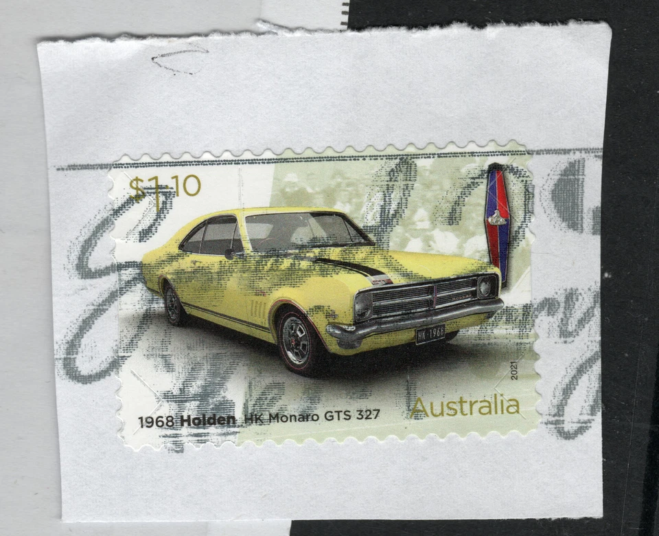 2021 AUSTRALIA $1.10 stamp 1968 Holden HK Monaro GTS 327 on piece - A - Image 1 of 1