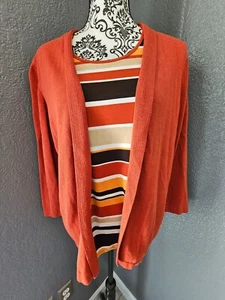Damen Alfred Dunner Strickjacke Pullover Bluse 3/4 Ärmel Größe XL Orange - Bild 1 von 10