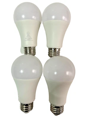 75w 4 Pcs LED Light Bulbs Soft White Uses 12w 1050 Lumens E26 screw A19 Shape - Image 1 of 4