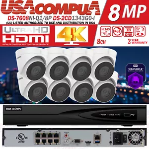 Hikvision 4K ip Security Camera System 8CH POE NVR 4MP WDR W/ Turret Audio - Picture 1 of 17