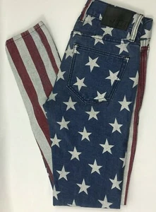 Pantalones de mezclilla de algodón spandex rude ajustados con bandera americana talla 26x32 - Imagen 1 de 8