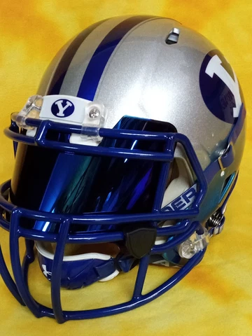 BYU Cougars Super Custom fullsize football helmet Riddell Speed silver blue med Cover