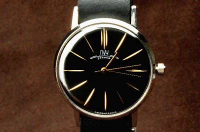 Men's LUCH Mechanical Watch Luxury Ultra SLIM leather strap POLJOT De Luxe - Image 1 of 4