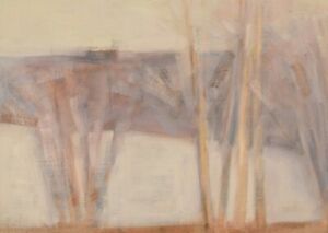 Lennart Palmér (1918-2003) Sweden. Oil on canvas. Modernist landscape with trees