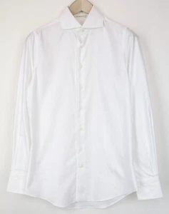 SUITSUPPLY Men Shirt ~2XS Extra Slim Pure Cotton White Cutaway Long Sleeve - Imagen 1 de 8