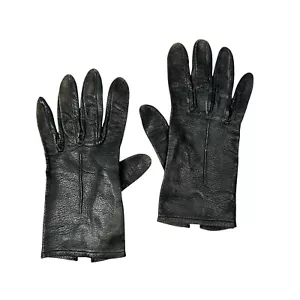 Vintage Damen Leder schwarz Fahrhandschuhe extra klein zierlich - Bild 1 von 3