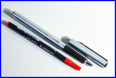 1980er MONTBLANC Rollerball Quick Pen in Stahl mit neuer roter Mine - Bild 1 von 4