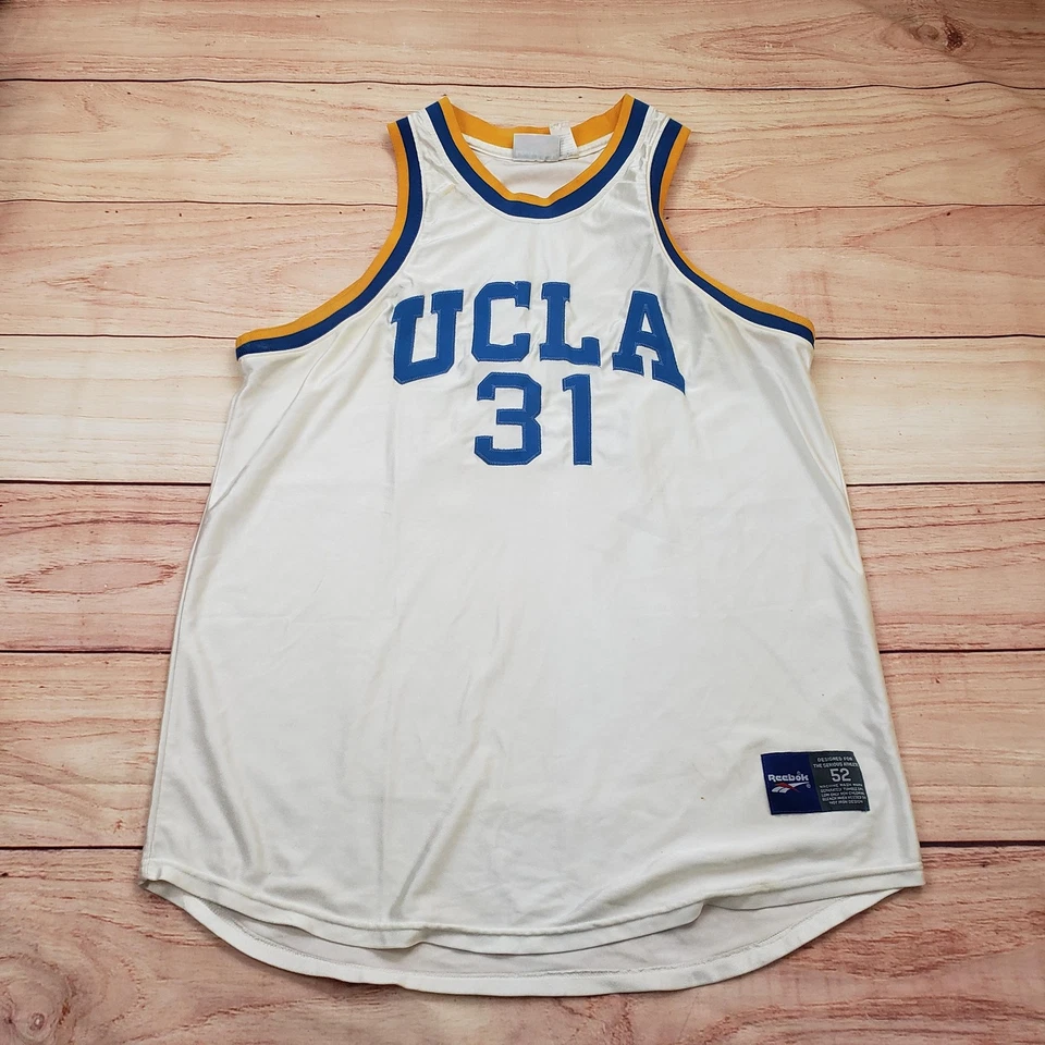 复古加州大学洛杉矶分校棕熊队球衣男式 XL 白色蓝色大学篮球锐步 90 年代 — 第 1/4 张图片