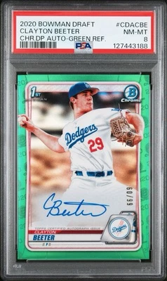 2020 BOWMAN DRAFT CLAYTON BEETER/99  CHR.DP AUTO-GREEN REF PSA 8 - Image 1 of 4