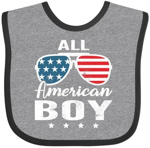 Inktastic All American Boy USA Parade Baby Bib Boys America Apparel Distressed - Picture 1 of 9