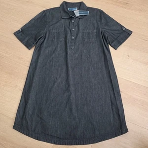 Vestido Camisa Vaquera Karen Scott Para Mujer L Negro Lavado Algodón Mangas con Pestaña Enrollable Nuevo con Etiquetas - Imagen 1 de 9